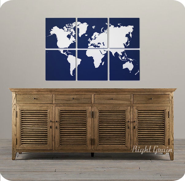 World Map Modern Screen Print Large Wall Art Painting - You Pick Colors