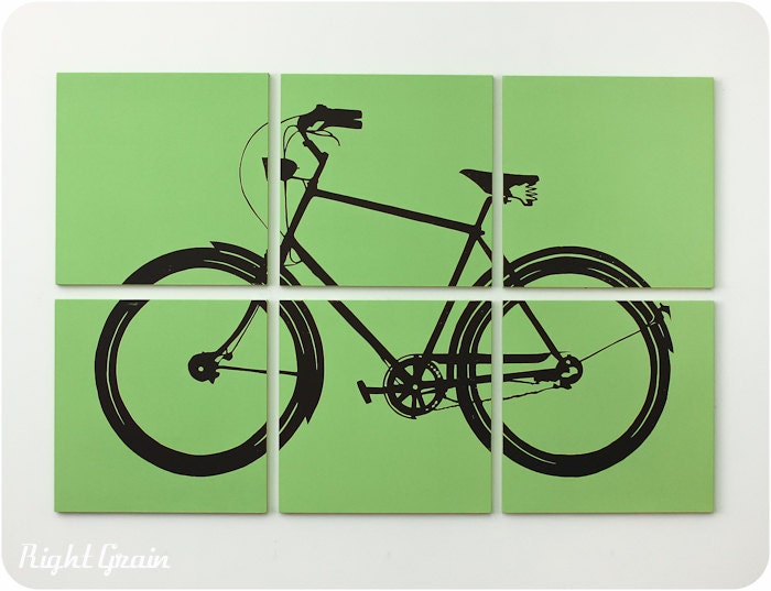 Large Wall Art Retro Bicycle Painting - Customizable - Christmas Gift