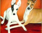 Custom Pet Portrait with Two Pets 15 x 15 by Kristen Dougherty