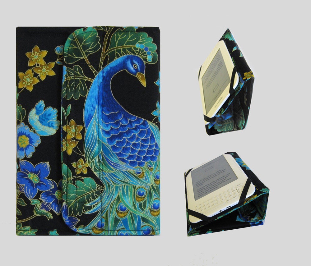 SALE Standable Kindle Fire Cover Kindle Fire HD Cover Nexus 7 Cover iPad Mini Cover Nook Tablet Cover Stand Up Tablet Cover Case Peacock
