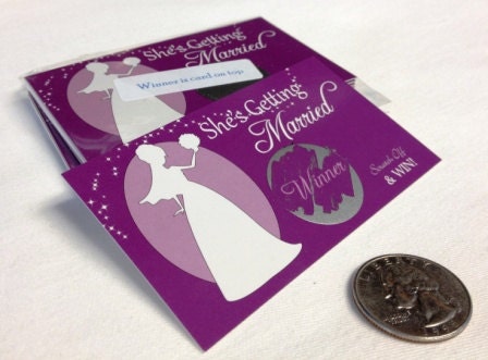 REDUCED  1.50...New Design PURPLE Bridal Shower Scratch Off Game Card Ticket Favor