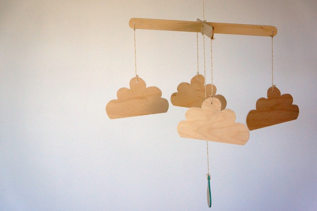 Rainy Day Wood Mobile - Wooden Nursery Gift