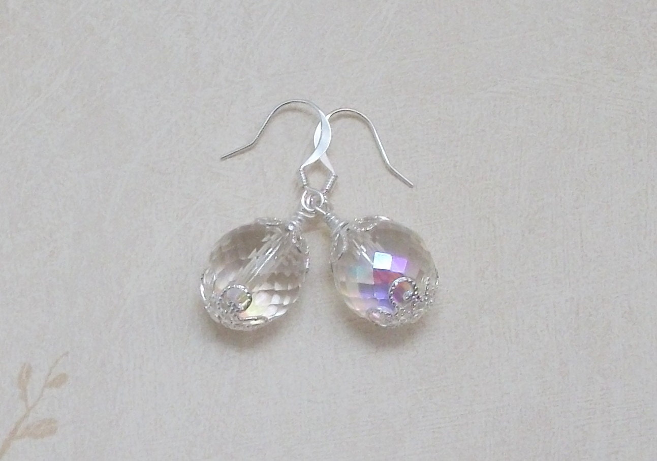 Aurora Borealis Crystal Ball of Ice Earrings