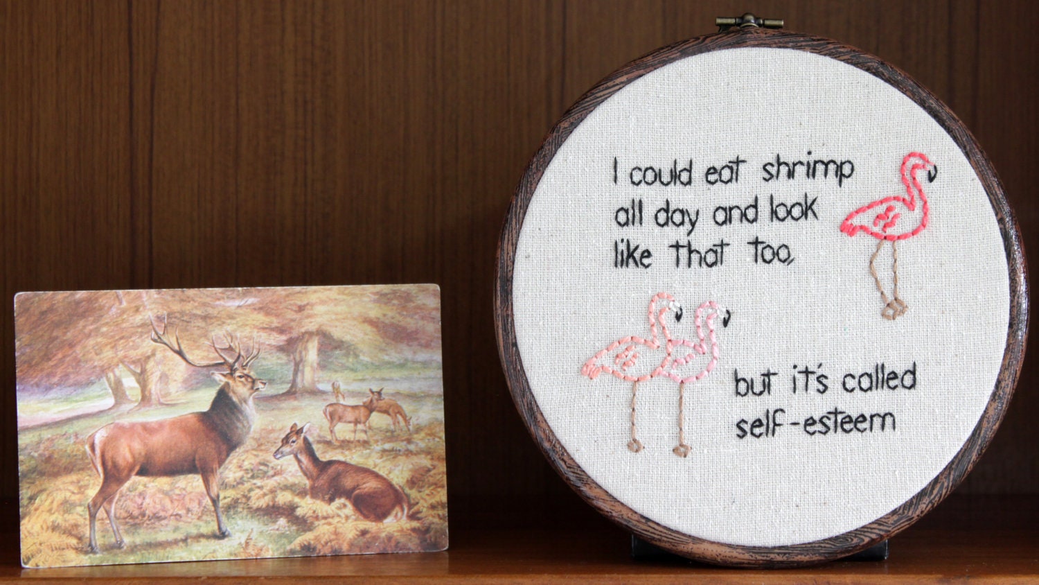 Flamingos Criticizing Hand Embroidery - 6" Hoop
