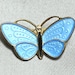 AKSEL HOLMSEN  Modernist NORWAY Sterling Enamel Butterfly Pin - Vermeil - Baby Blue