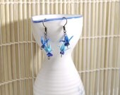 Origami earrings crane in blue with lapis lazuli eco-friendly jewelry -120597