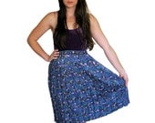 Rosebud Pleated Skirt, Patterned Polka Dots, Midi Calf Skirt, XS, SMALL