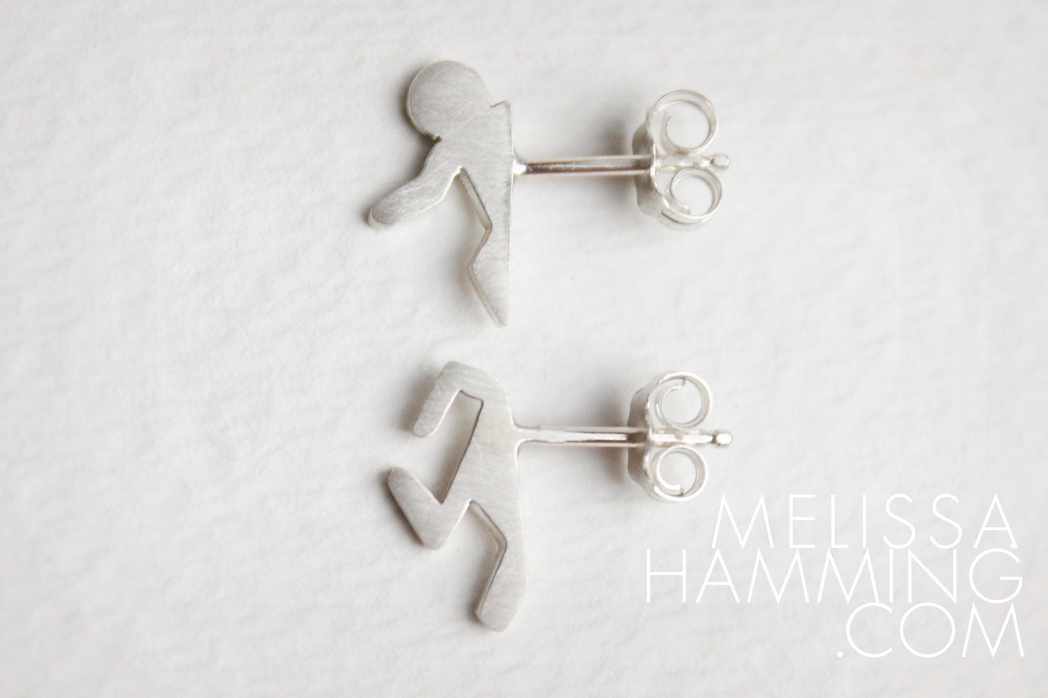 Portal Studs: In One Ear and Out The Other - Portal 2 Inspired Handmade Silver Earrings / Posts