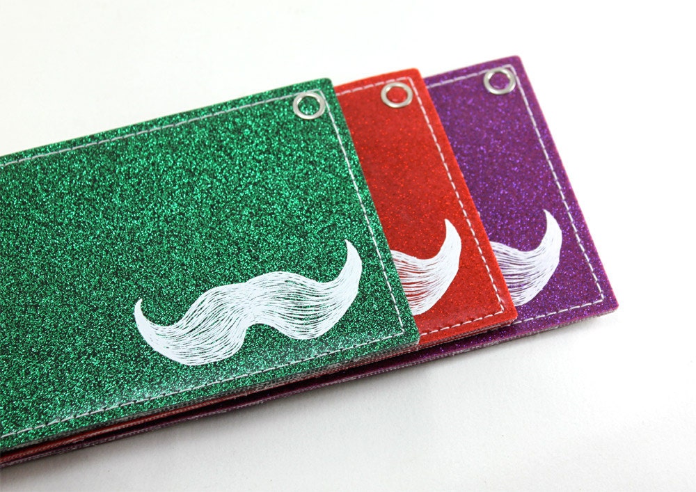 Mustache Billfold Wallet - Green Metal Flake - Too many Staches to choose from