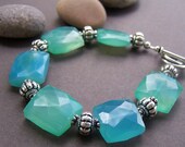 On Sale - Beach Cottage Gemstone Bracelet - Bi Color Chalcedony Beaded Bracelet