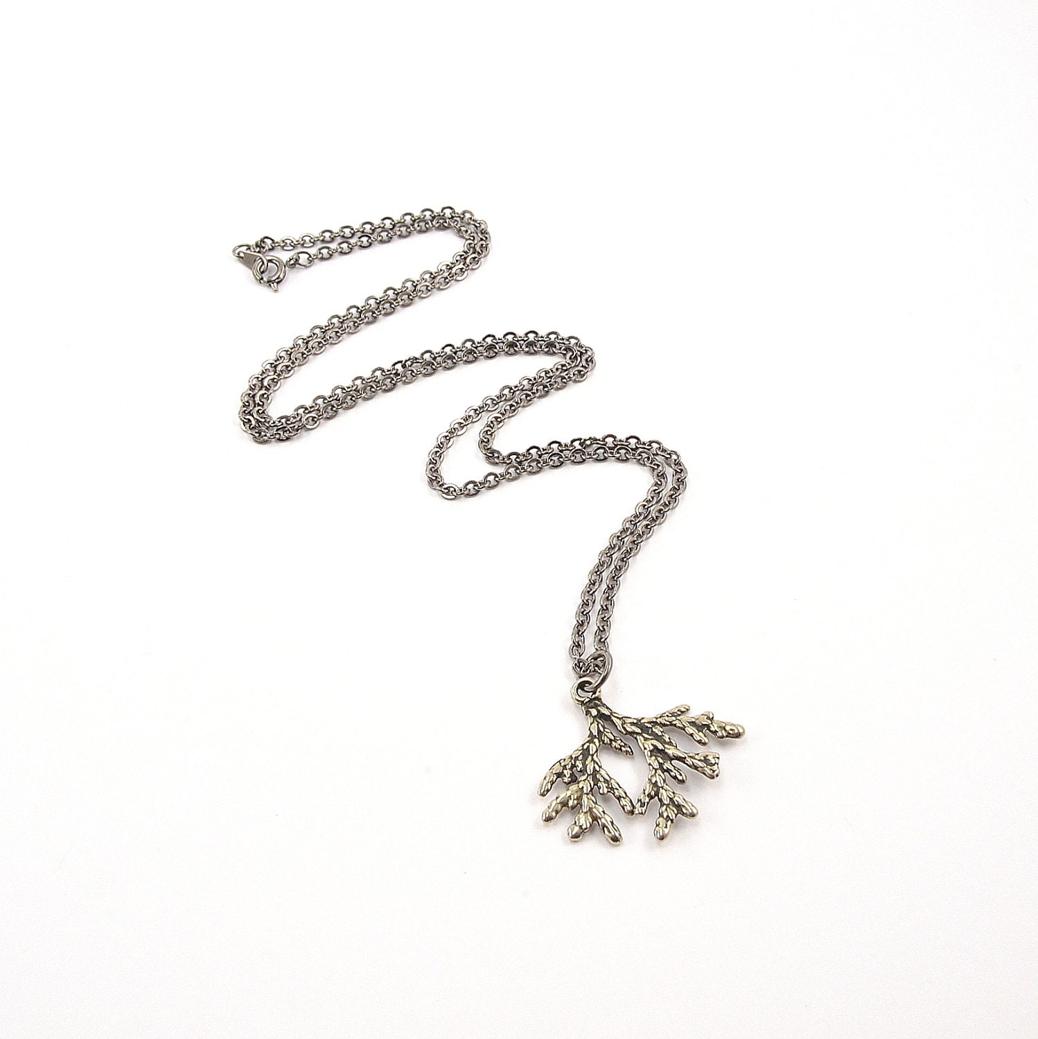 Cedar Necklace - Cedar Jewelry - Organic Natural Necklace - Silver White Bronze