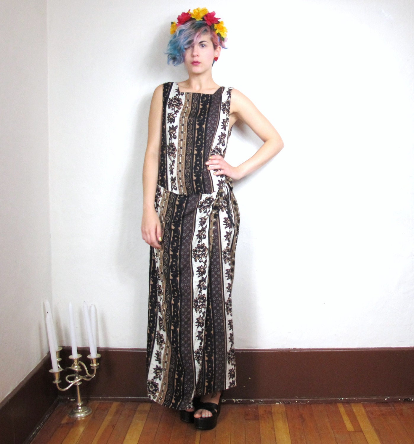 S A L E  Tribal Print Wrap Maxi Dress (S/M)