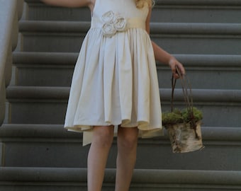 Whisper... Flower girl dress...... Natural 100% Cotton  2T-5