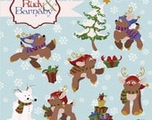 Rudy and Barnaby the Reindeer: digital clipart, printable artwork, diecutting files also available.