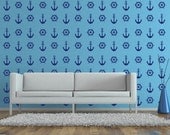 Wall Decal Anchor Nautical Navy Sailor Marine Pattern Mural