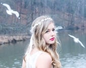 wedding headpiece, bridal hair crown, baby breath hair crown, flower headpiece