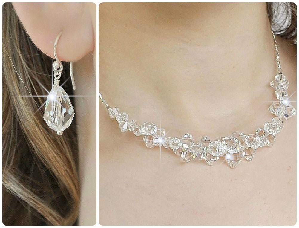 Crystal Bridal Jewelry SET. Swarovski Wedding Jewelry SET, Clear Crystal Jewelry SET