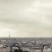 Paris Wall Decor, Rooftops of Paris in the rain, gray, black, white, neutral room decor, Eiffel tower, storm clouds 5x7