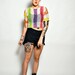 Free Shipping - Vintage GRUNGE Neon Fishnet PEEKABOO Cutout Shoulder RAINBOW Crop Top