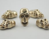 5 pcs. Gold Zinc Skull Head Rivets Studs Decorations Findings. KRSKG1119