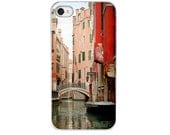 iPhone 4 Case Venice iphone 4s cover case iphone case italy gondola bridge pink red water archway travel romantic gift Venetian alley