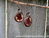 Primitive Star Ceramic Bead Earrings Golden Harvest - star earrings, rustic, earthy copper Ear Wires, BFF gift