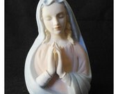 INARCO Praying Madonna VIRGIN MARY Planter Blessed Mother - Bisque Porcelain Japan