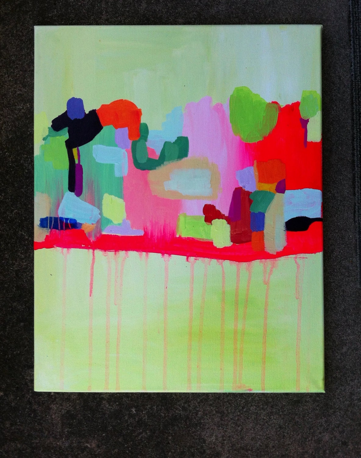 Neon Rhythm No.1 Abstract Original Painting  Acrylic on Canvas, free shipping