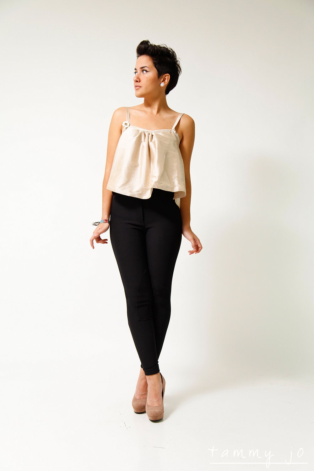 Raw Silk Elegant Swing Camisole Tank Top - Sustainable Womens Apparel - Design by Tammy Jo