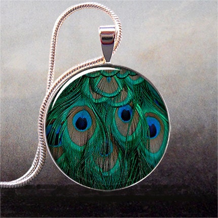 Peacock Feathers pendant, peacock necklace resin pendant, peacock jewelry, peacock jewellery
