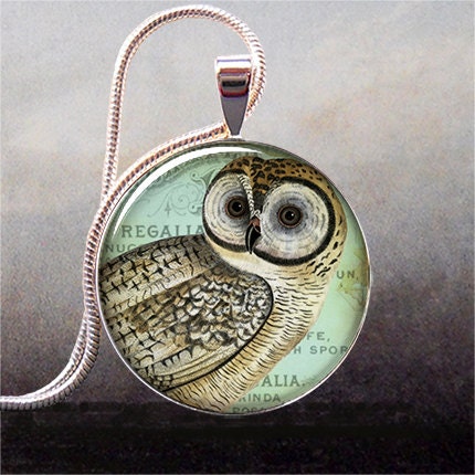 Vintage Owl pendant charm, owl resin pendant, owl necklace, owl jewelry pendant, resin jewelry