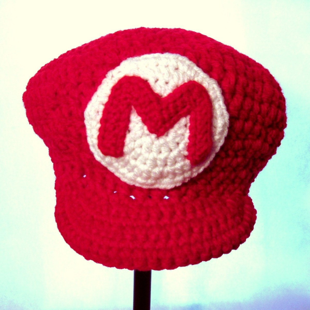Super Mario Hat Fandom Red with Brim and Large M Patch in Front