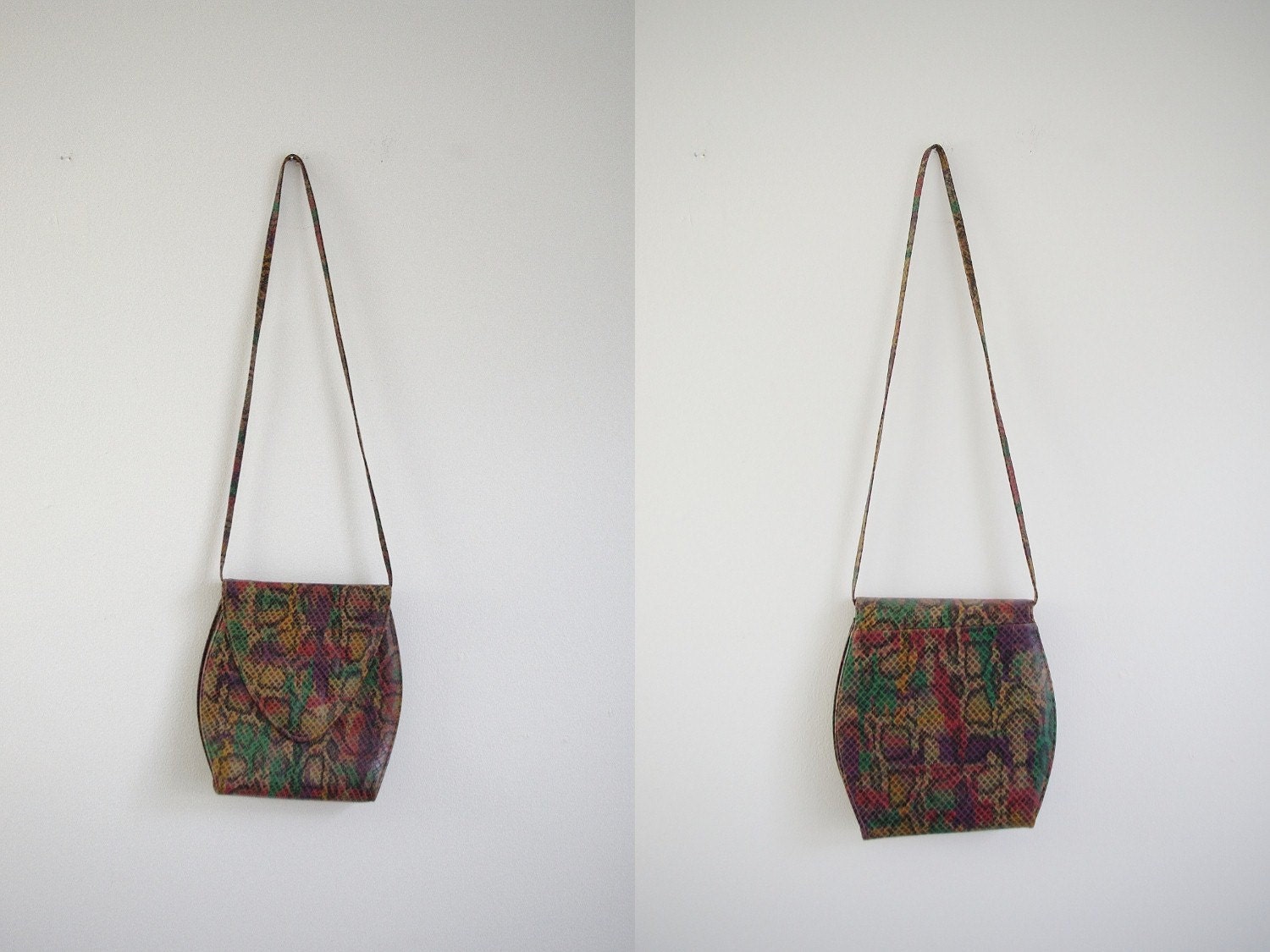 Vintage 80s Purse -- Faux Snakeskin Shoulder Bag