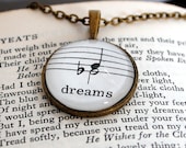 My Dreams in Music Pendant Necklace Words and Music Handmade in Cornwall