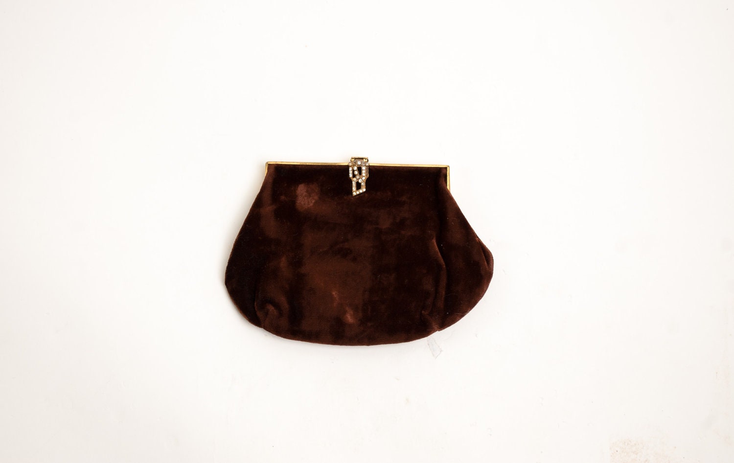Vintage 1930s Clutch - 30s Evening Bag - Cocoa Brown Velvet