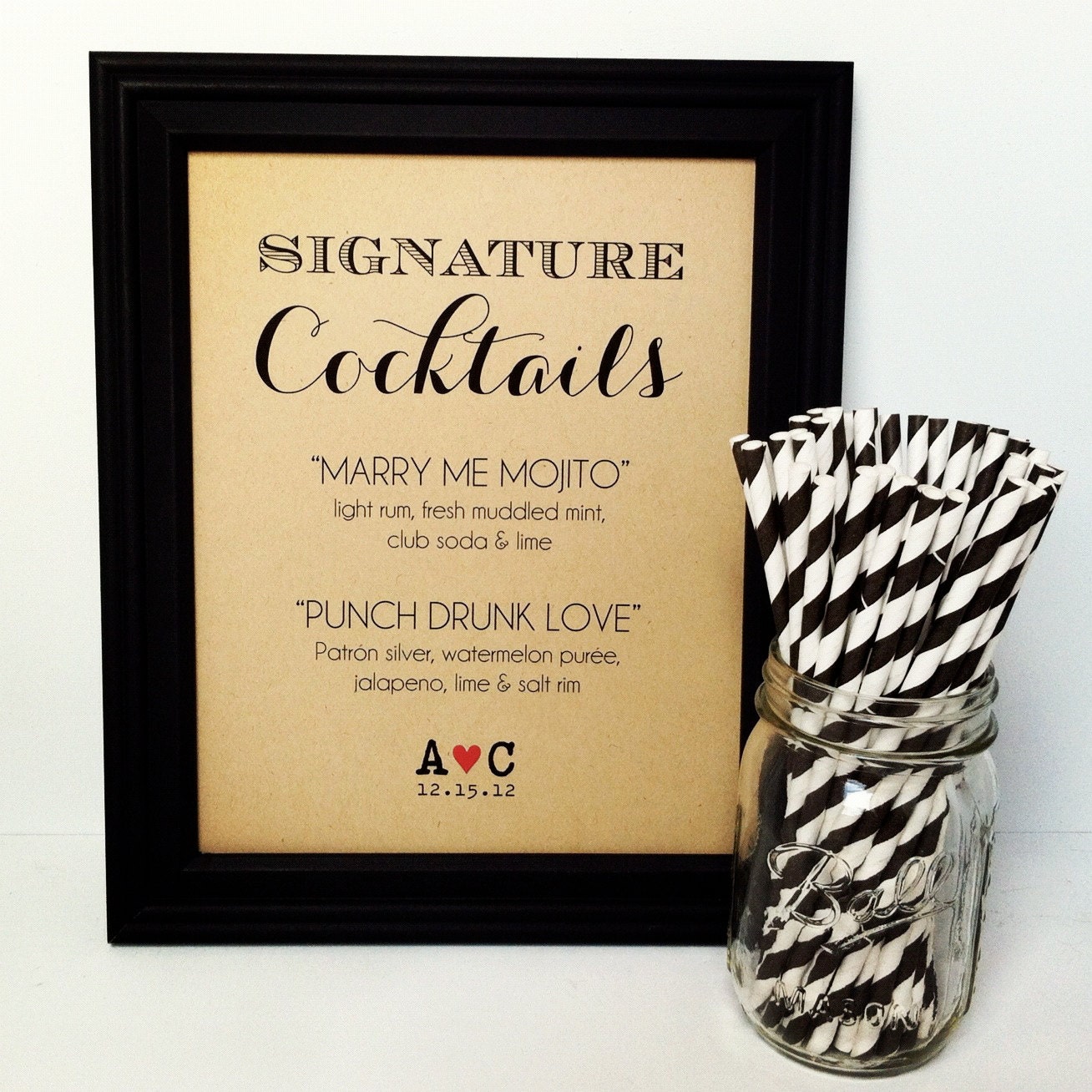 Signature Drink Sign Wedding, Cocktail, Bar, Rustic, Vintage, 8x10