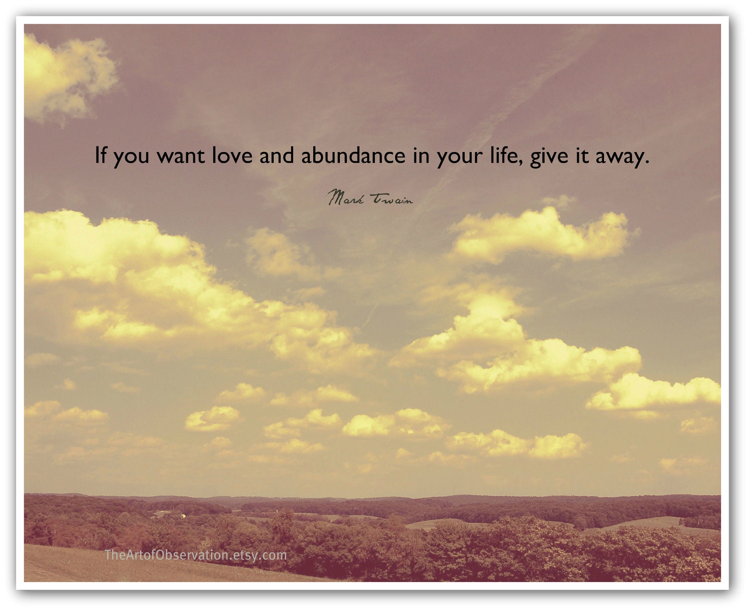 Love Quote Landscape Photography Print, 8x10, ethereal, lavender
