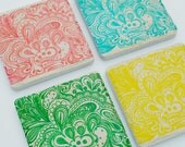 Indie henna art set of 4 Italian Stone Coasters