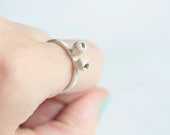 White Silver Pods Ring Sterling Bowl OOAK Organic Look T12