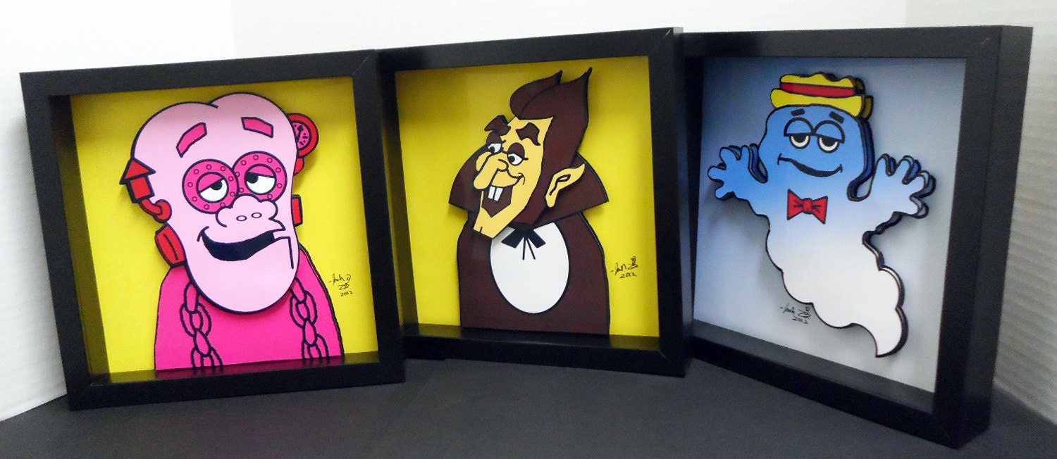 Frankenberry Boo Berry Count Chocula Cereal Box Art Funny Kitchen Art Print