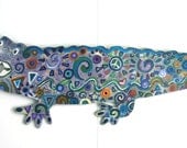SALE Painted Wood Alligator