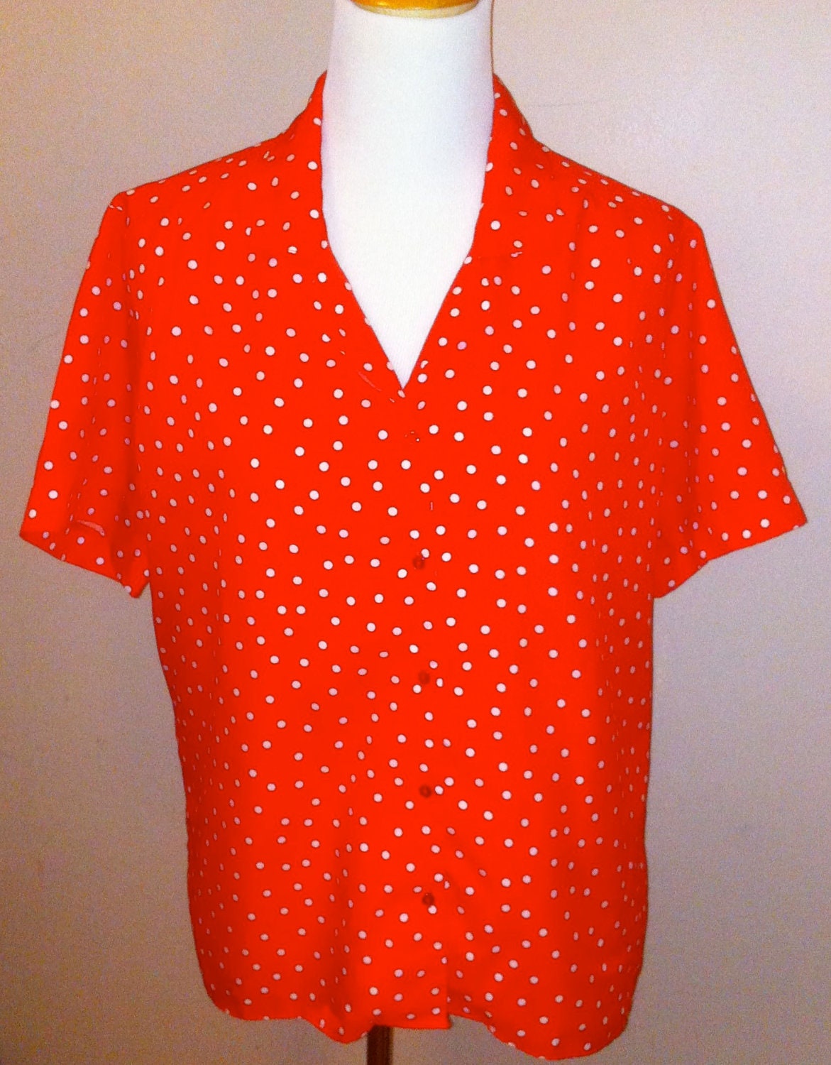 Vintage Red and White Polka Dot shirt