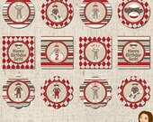 PRINTABLE Sock Monkey Party Circles (Personalized) Il_170x135