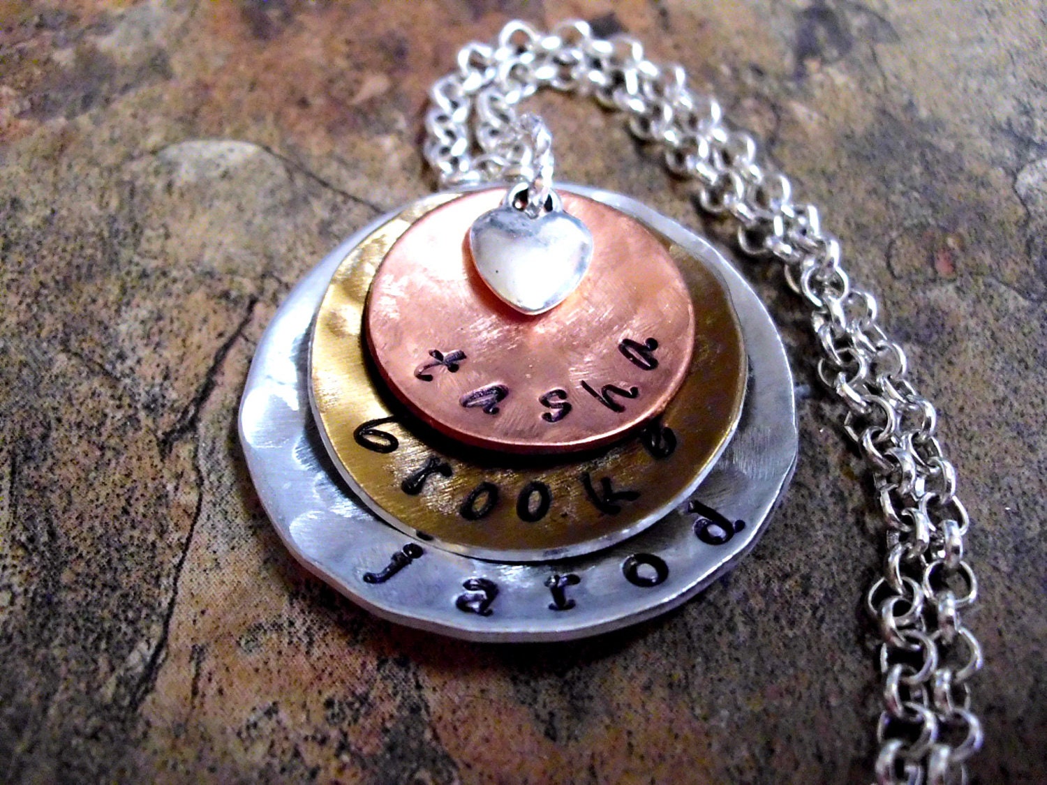Personalized Jewelry, Mommy Necklace, Mother's Day Jewelry, Personalized Necklace, Hand Stamped Jewelry, 3 discs