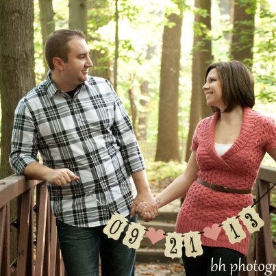 Save the date Wedding Banner, engagement pictures - photography prop, photo prop, wedding photos, you pick colors, small hand held banner