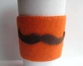 Mustache Felt Cup Sleeve for Fancy Beverage Times - Orange