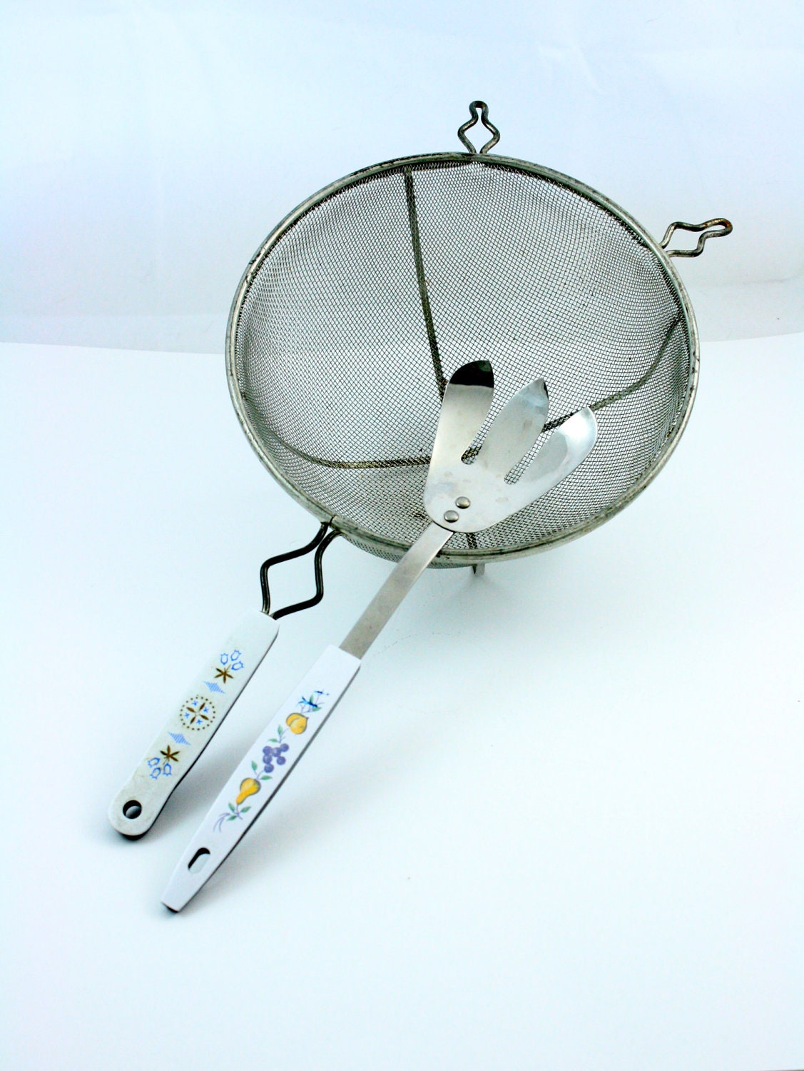 1970's ECKO kitchen duo vintage strainer n SPORK