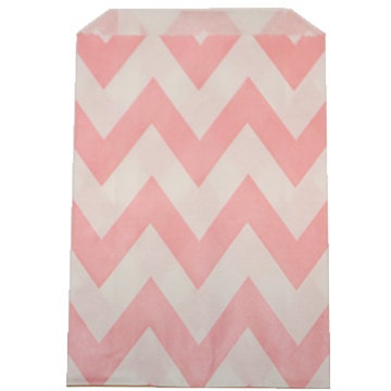 Chevron Light Pink Goodie Favor Treat Bags - Qty 12