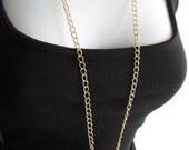 Gold Color Brass Buckle Necklace on Gold Long Chain