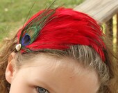 Peacock Feather Headpiece. FOE Headband, Newborn headband, Baby headband, Wedding accessories. All sizes. Feather hat. Ready to Ship